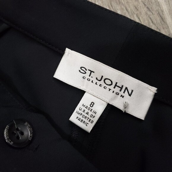 St John Collection Wide Leg Cropped Dress Pants Sz 8 Black - Picture 5 of 6